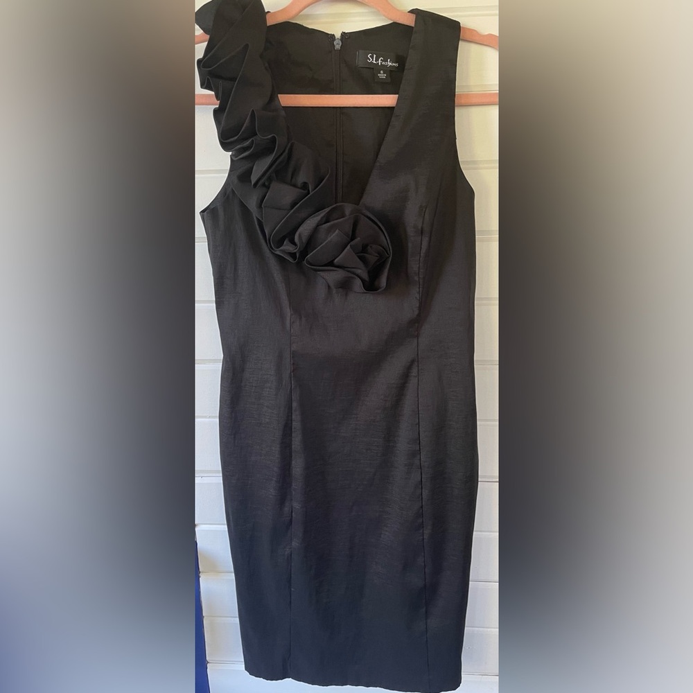 S.L. Fashions Black Dress with Pink Accent
